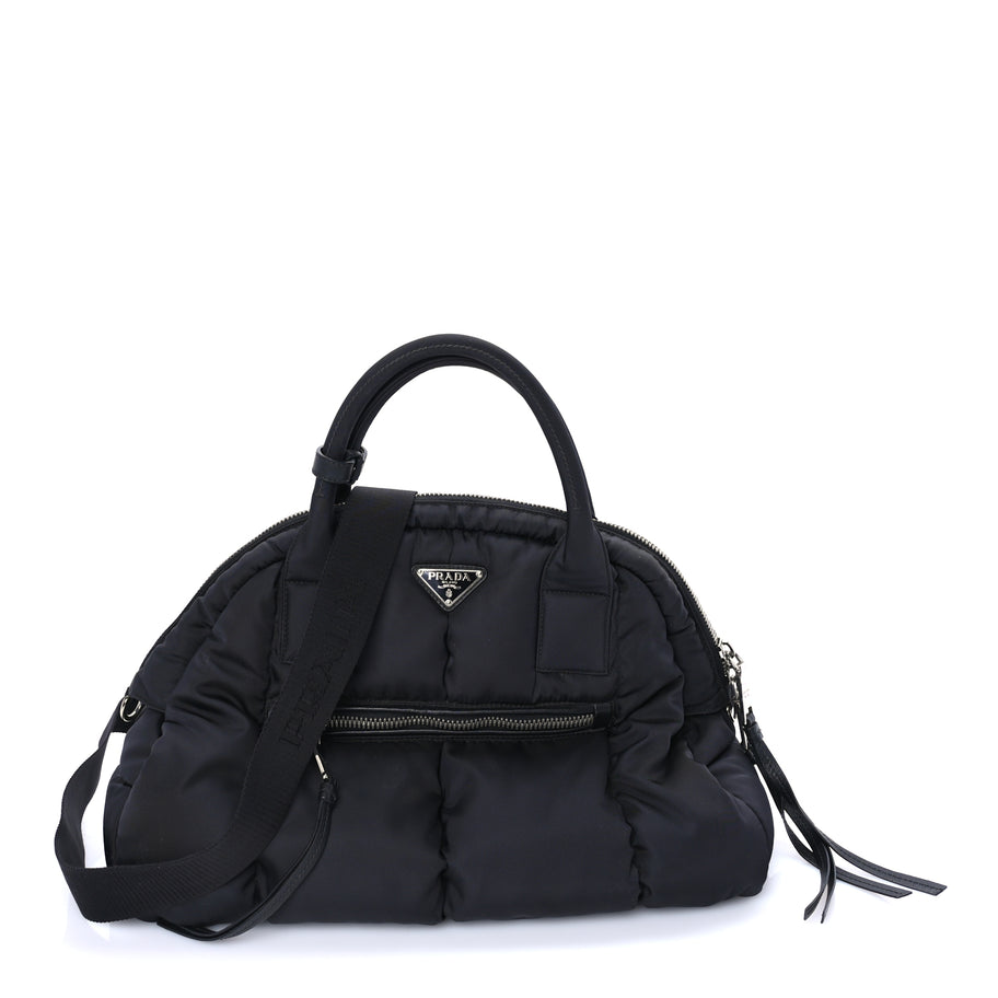 Prada Tessuto Nylon Bomber Dome Satchel  Black Image 1
