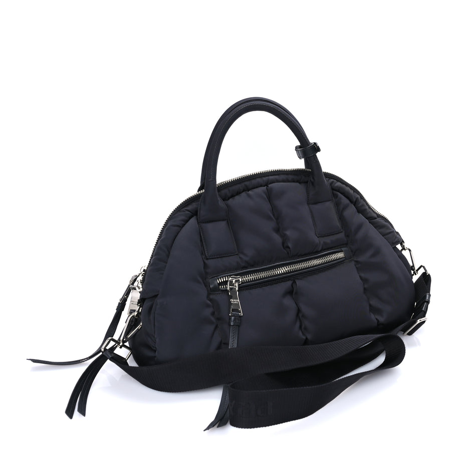 Prada Tessuto Nylon Bomber Dome Satchel  Black Image 2