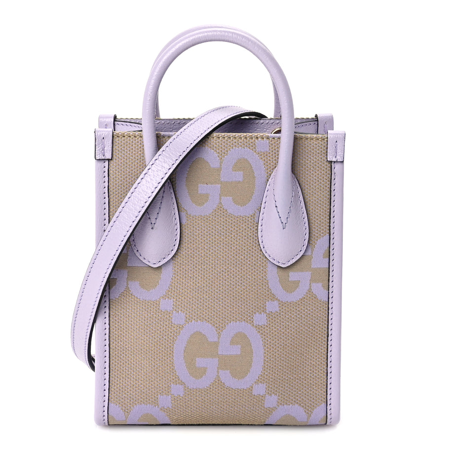 Gucci Monogram Jumbo GG Textured Dollar Calfskin Mini Tote Bag  Beige Lapis Image 1