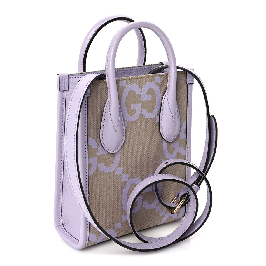 Gucci Monogram Jumbo GG Textured Dollar Calfskin Mini Tote Bag  Beige Lapis Image 2