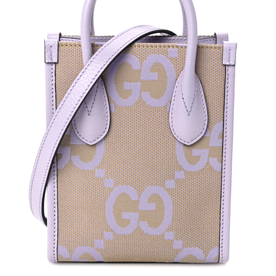 Gucci Monogram Jumbo GG Textured Dollar Calfskin Mini Tote Bag  Beige Lapis Image 6