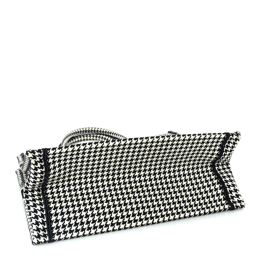 Christian Dior Canvas Houndstooth Embroidered Medium Book Tote  Black White Image 3