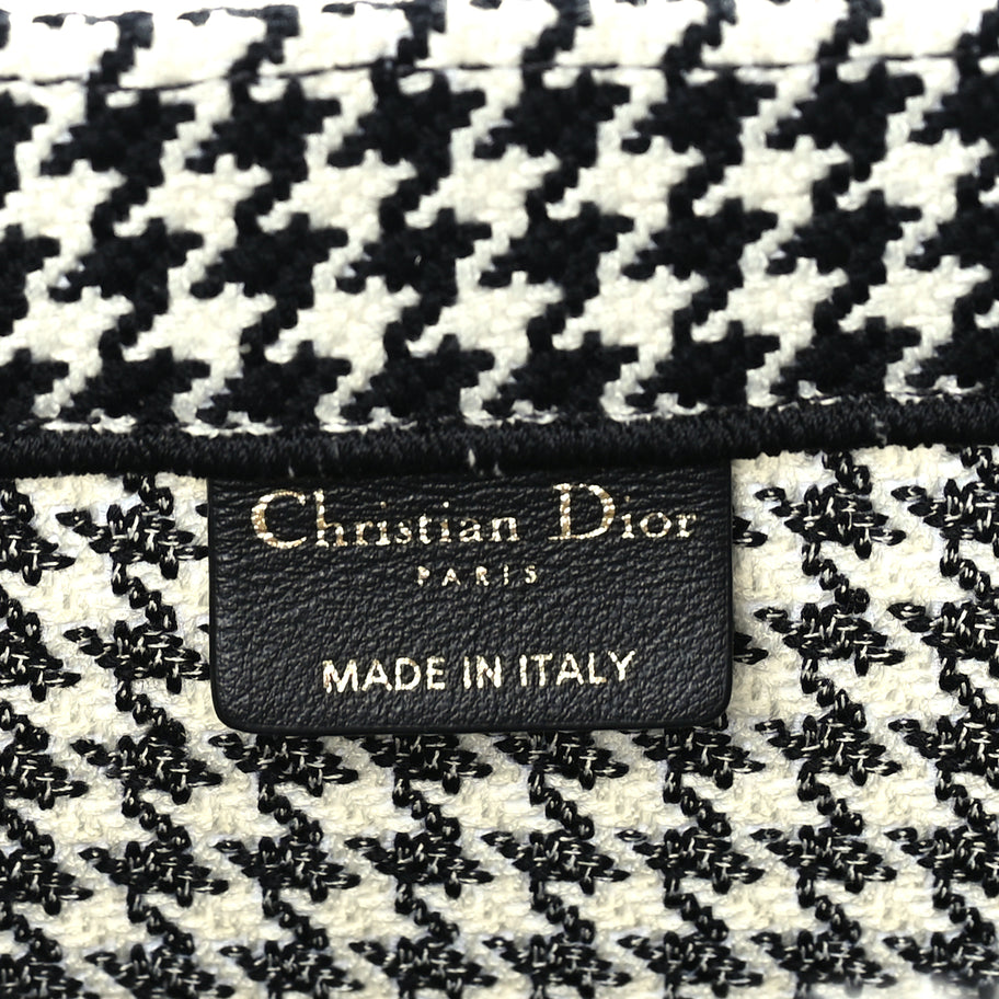 Christian Dior Canvas Houndstooth Embroidered Medium Book Tote  Black White Image 5