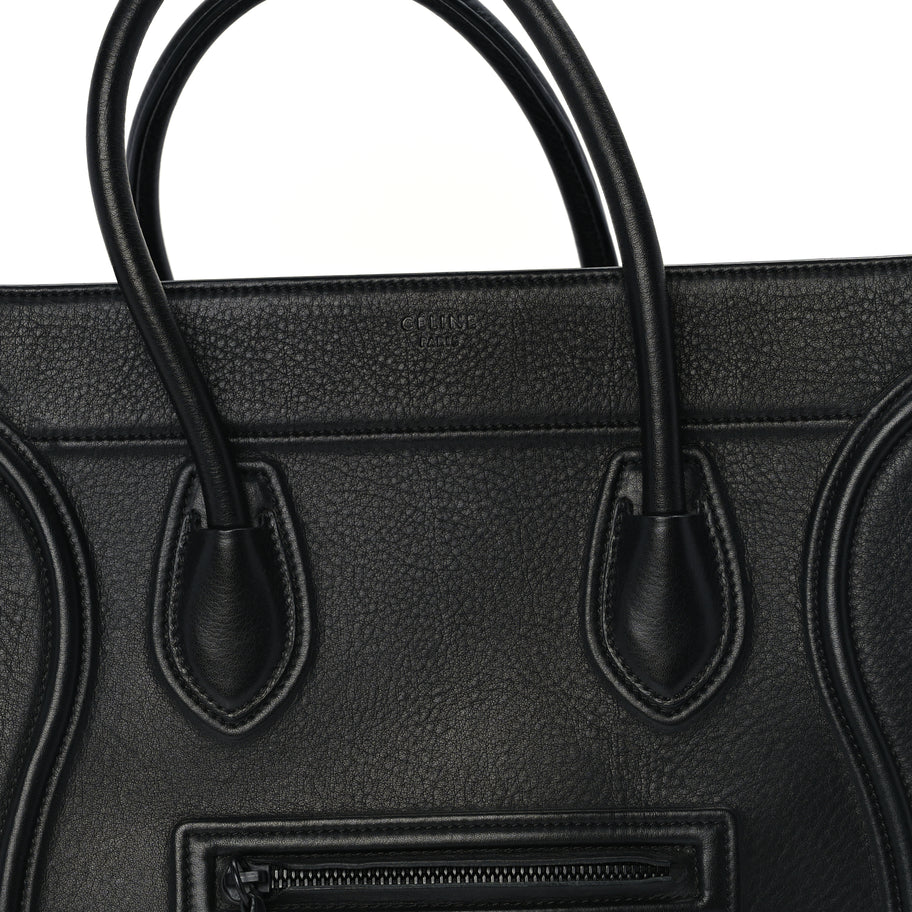 Celine Supple Calfskin Medium Phantom Luggage  Black Image 6