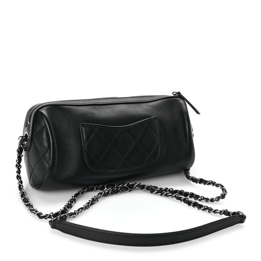Chanel Calfskin Chain 20s Signature Bowling Bag Black Image 3