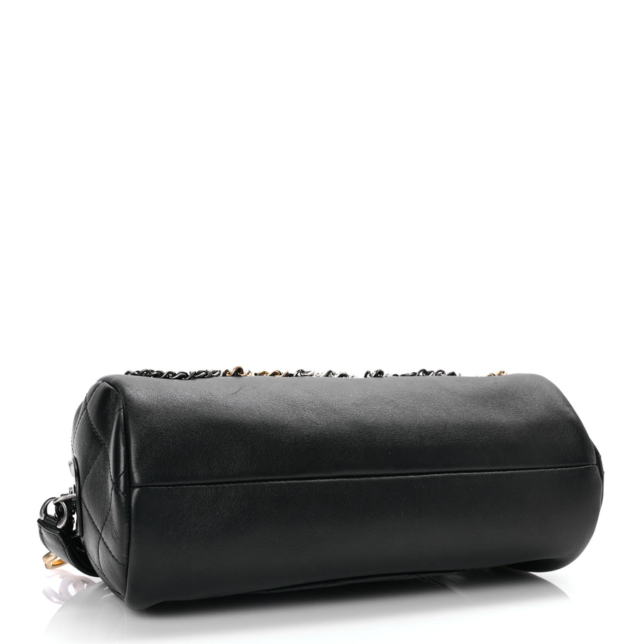 Chanel Calfskin Chain 20s Signature Bowling Bag Black Image 4