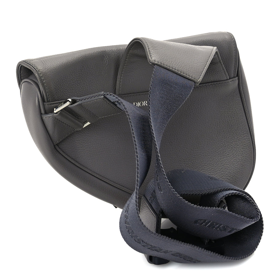 Christian Dior Grained Calfskin Mens Saddle Bag  Grey Image 2