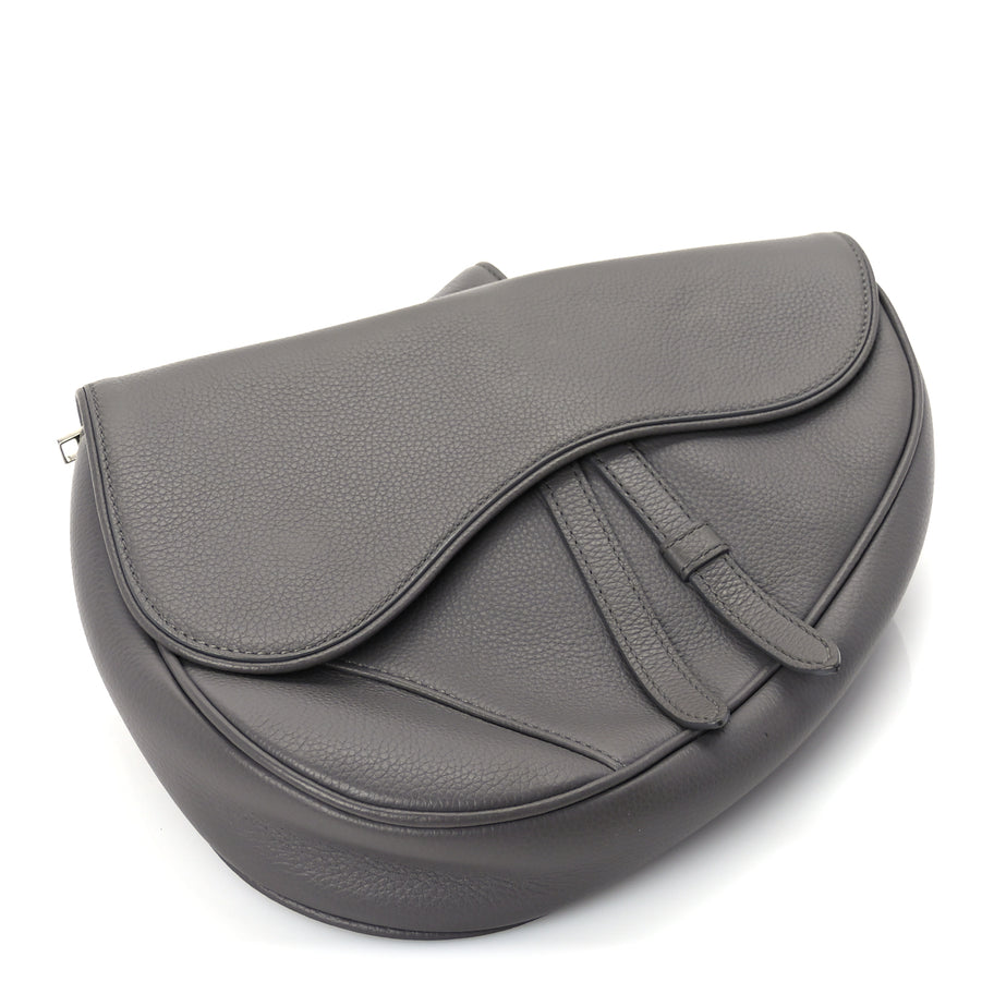 Christian Dior Grained Calfskin Mens Saddle Bag  Grey Image 3