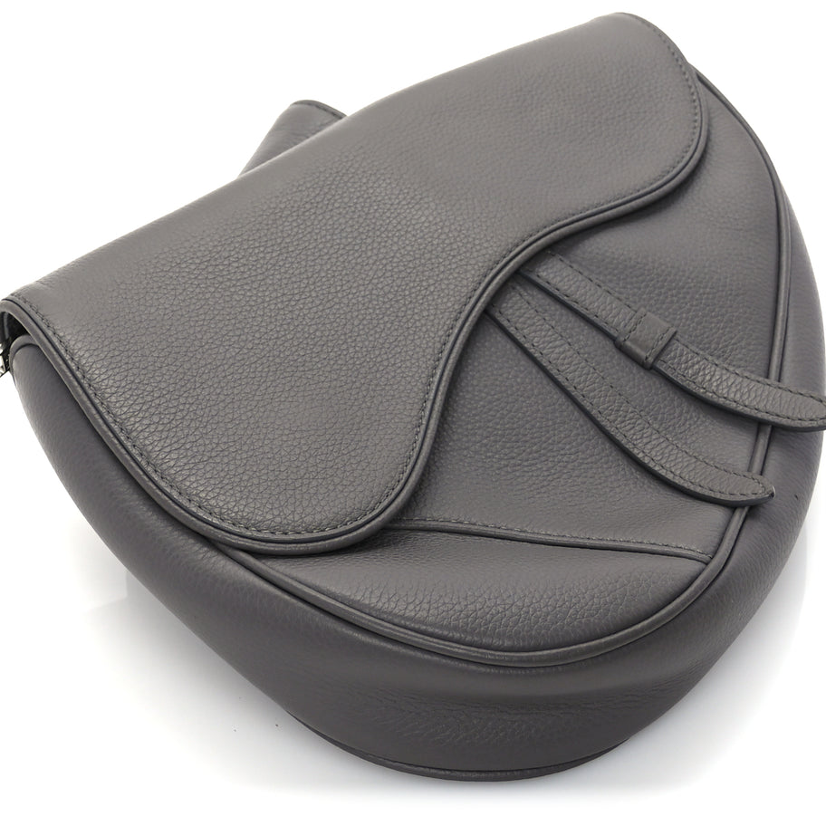 Christian Dior Grained Calfskin Mens Saddle Bag  Grey Image 7