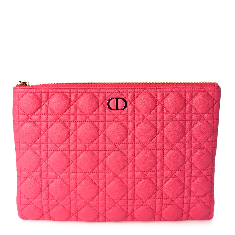  Christian Dior Supple Calfskin Cannage Large Caro Daily Pouch Pink