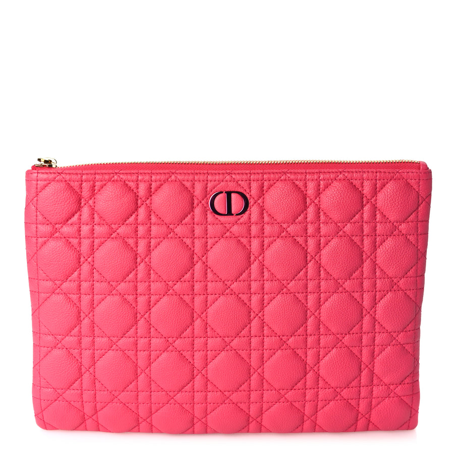 Christian Dior Supple Calfskin Cannage Large Caro Daily Pouch Pink Image 1
