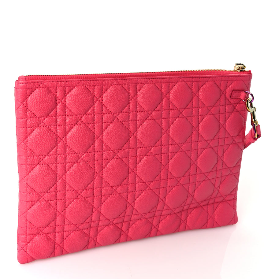 Christian Dior Supple Calfskin Cannage Large Caro Daily Pouch Pink Image 3