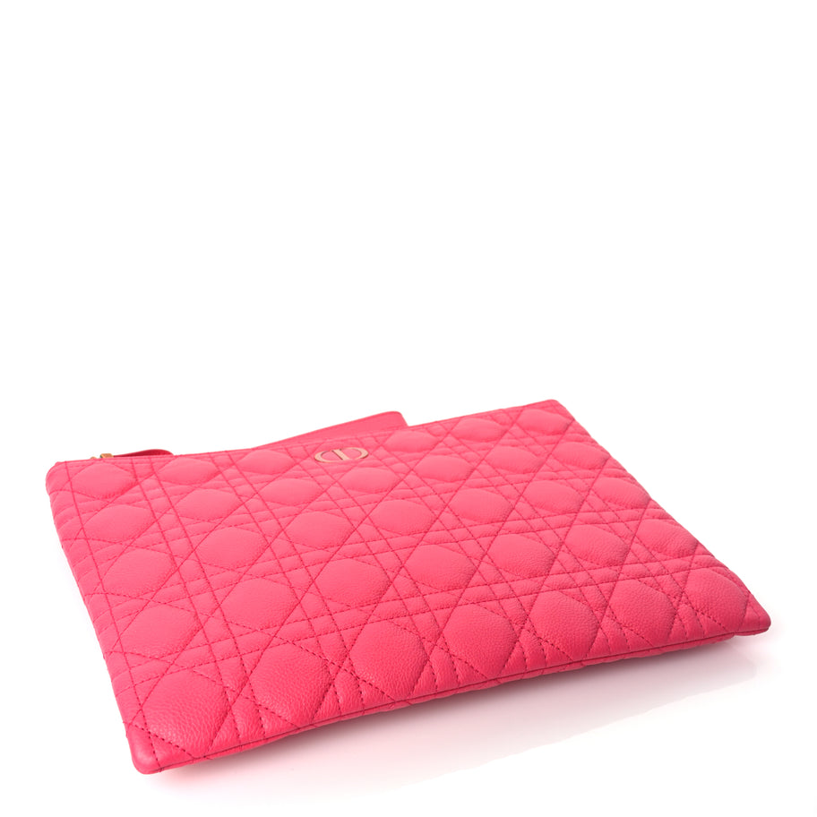 Christian Dior Supple Calfskin Cannage Large Caro Daily Pouch Pink Image 4