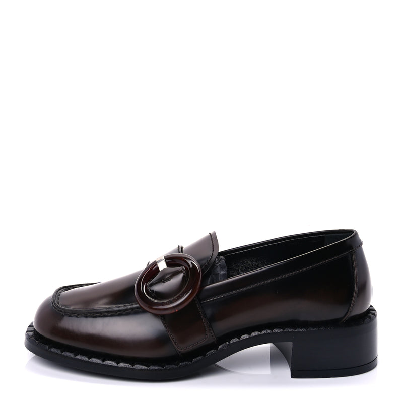  Prada Spazzolato Fume Sienna Loafers 37  Bruciato