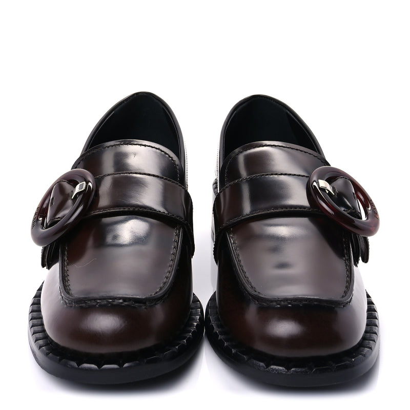  Prada Spazzolato Fume Sienna Loafers 37  Bruciato