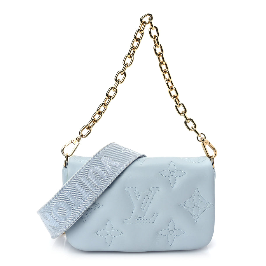 Louis Vuitton Calfskin Bubblegram Wallet On Strap Ice Blue Image 1