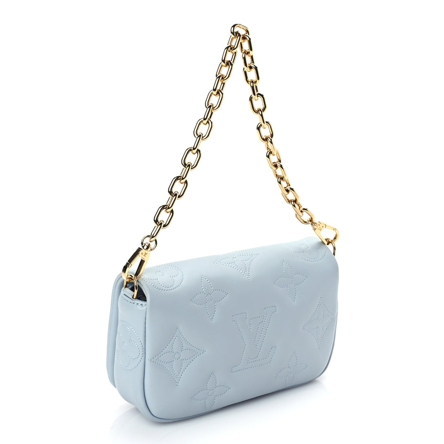 Louis Vuitton Calfskin Bubblegram Wallet On Strap Ice Blue Image 2