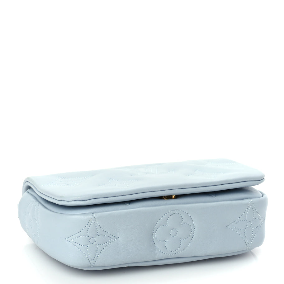 Louis Vuitton Calfskin Bubblegram Wallet On Strap Ice Blue Image 3