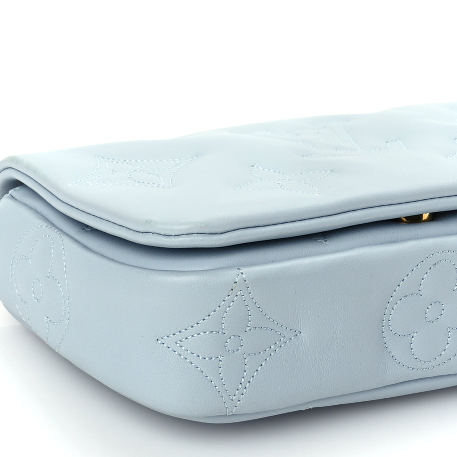 Louis Vuitton Calfskin Bubblegram Wallet On Strap Ice Blue Image 7