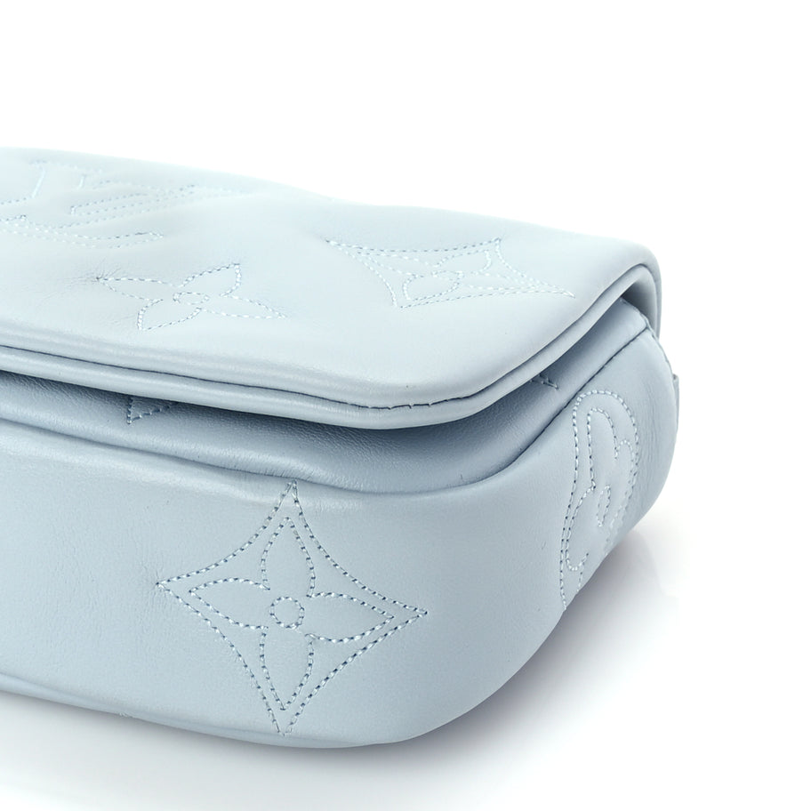 Louis Vuitton Calfskin Bubblegram Wallet On Strap Ice Blue Image 8