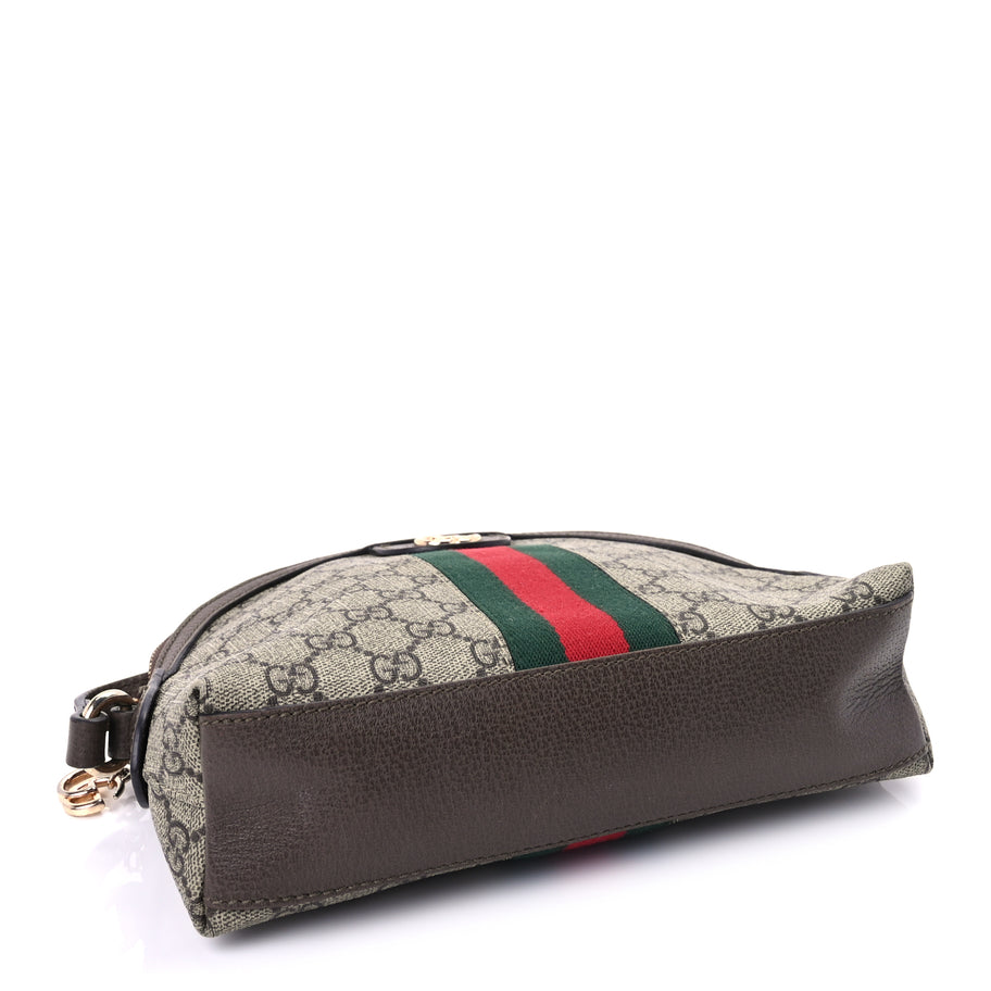 Gucci GG Supreme Monogram Textured Dollar Calfskin Web Small Ophidia Dome Shoulder Bag  Beige Ebony New Acero Image 3