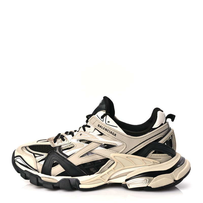  Balenciaga Rubber Mesh Bi-Color Mens Track.2 Open Sneakers 43 Beige Black