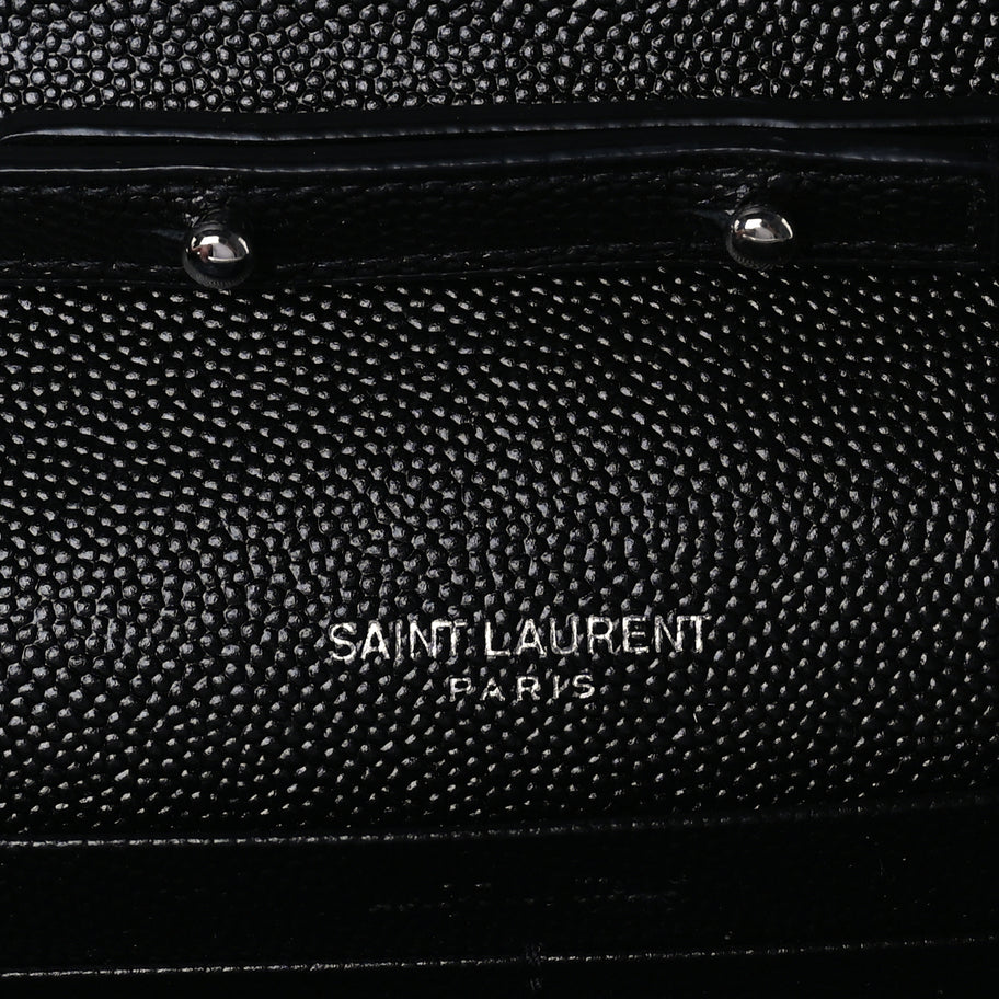 Saint Laurent Grain De Poudre Matelasse Chevron Monogram Chain Wallet Black Image 5