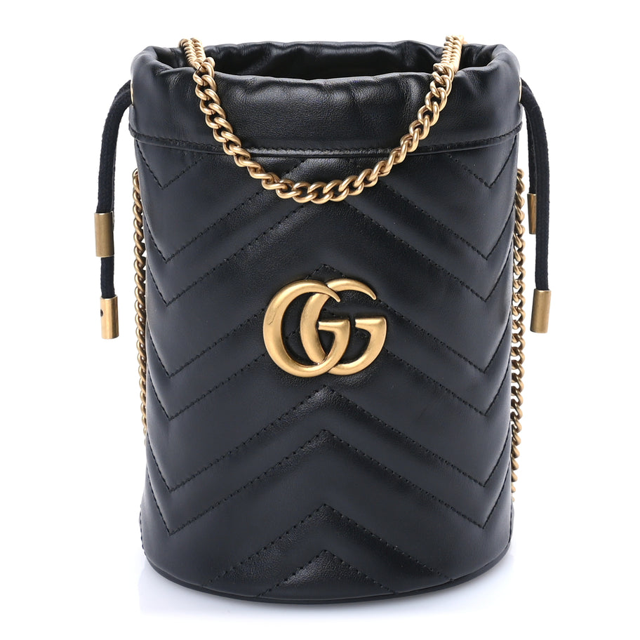 Gucci Calfskin Matelasse Mini GG Marmont 2.0 Bucket Bag  Black Image 1