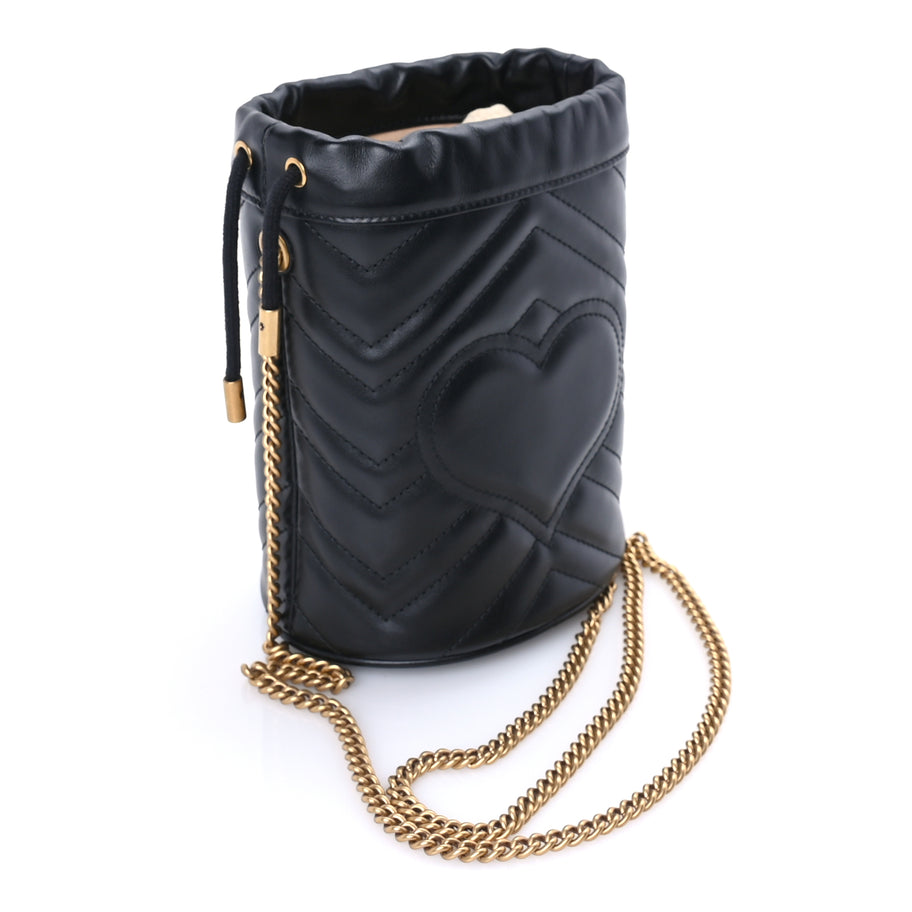 Gucci Calfskin Matelasse Mini GG Marmont 2.0 Bucket Bag  Black Image 2