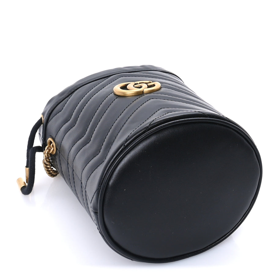 Gucci Calfskin Matelasse Mini GG Marmont 2.0 Bucket Bag  Black Image 3