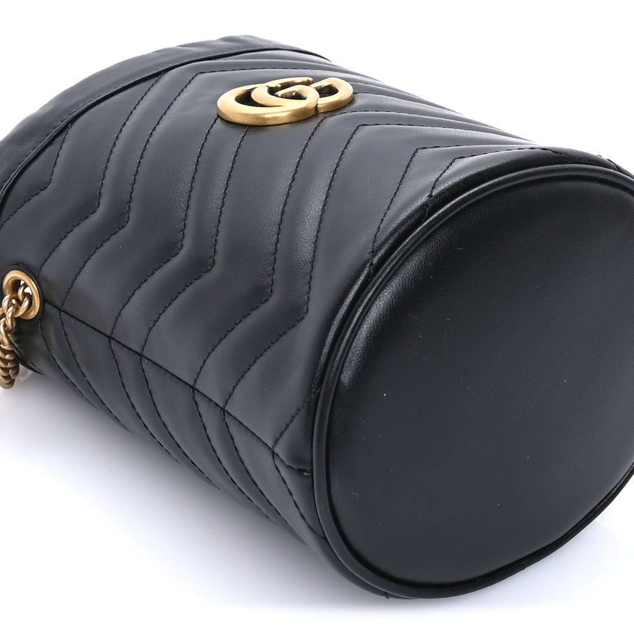 Gucci Calfskin Matelasse Mini GG Marmont 2.0 Bucket Bag  Black Image 7