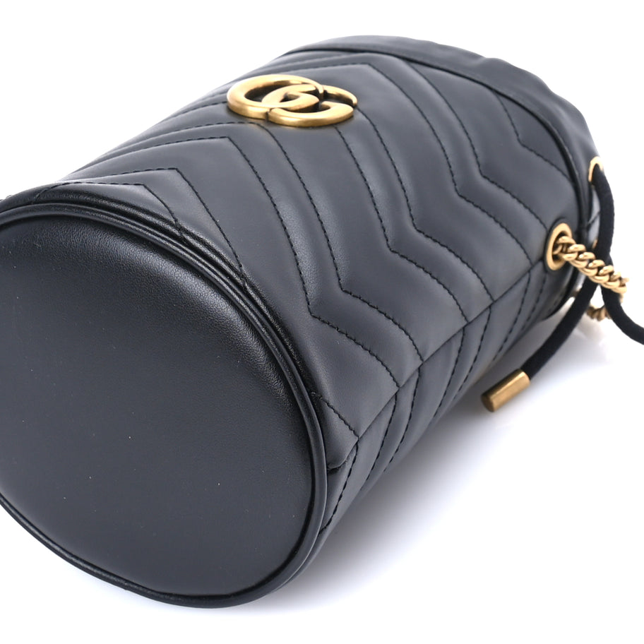Gucci Calfskin Matelasse Mini GG Marmont 2.0 Bucket Bag  Black Image 8