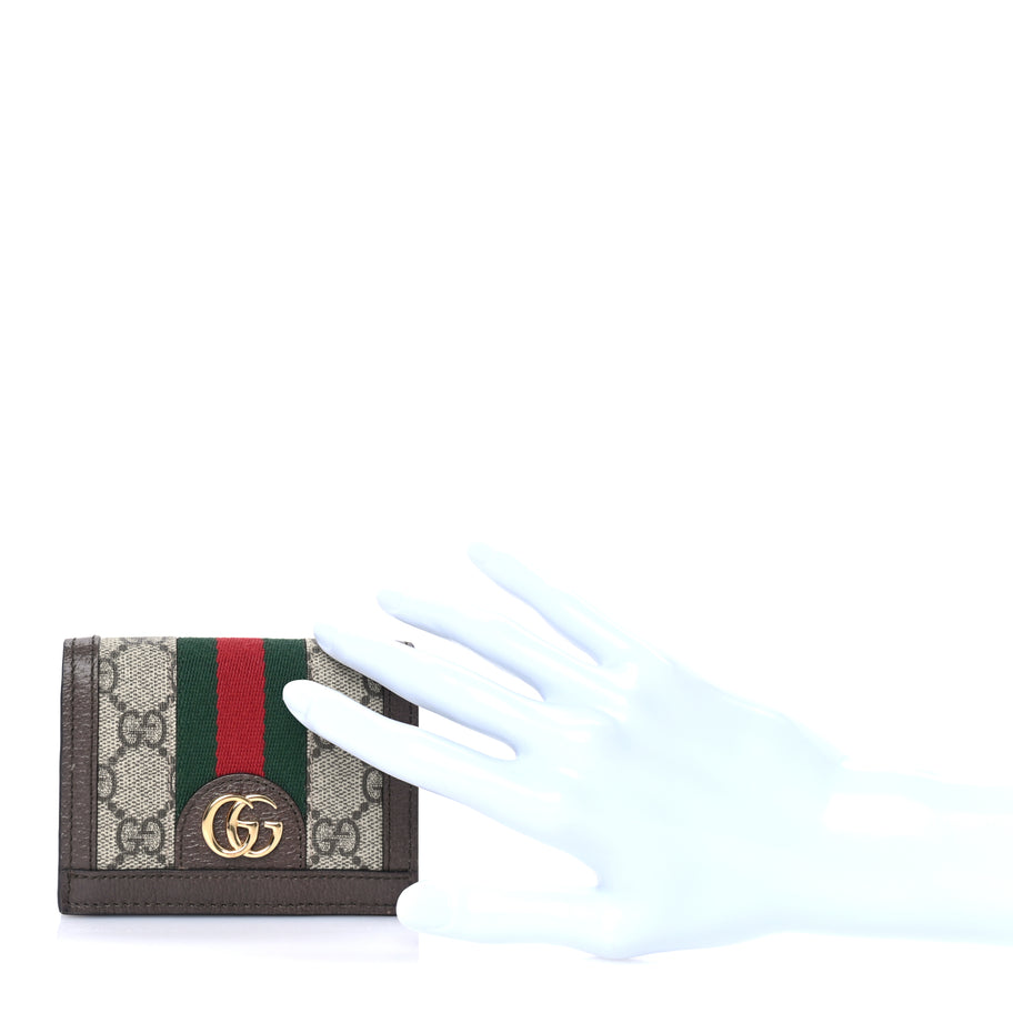 Gucci GG Supreme Monogram Web Ophidia Card Case Beige New Acero Image 2