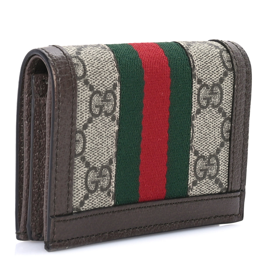 Gucci GG Supreme Monogram Web Ophidia Card Case Beige New Acero Image 3
