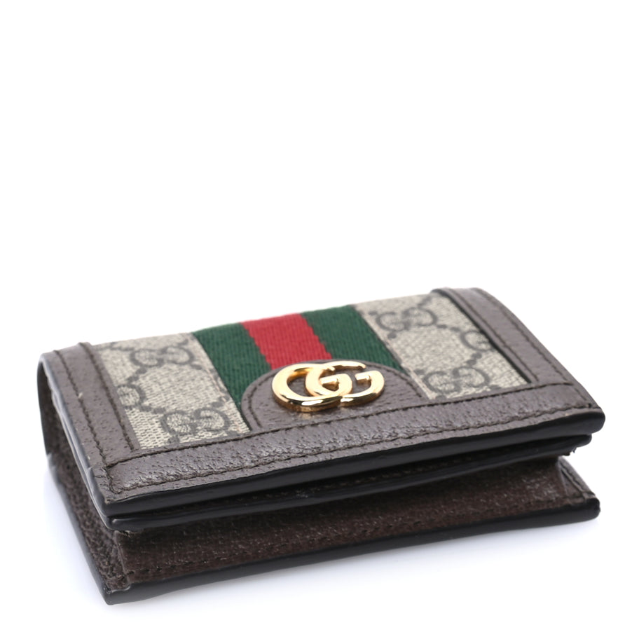 Gucci GG Supreme Monogram Web Ophidia Card Case Beige New Acero Image 4