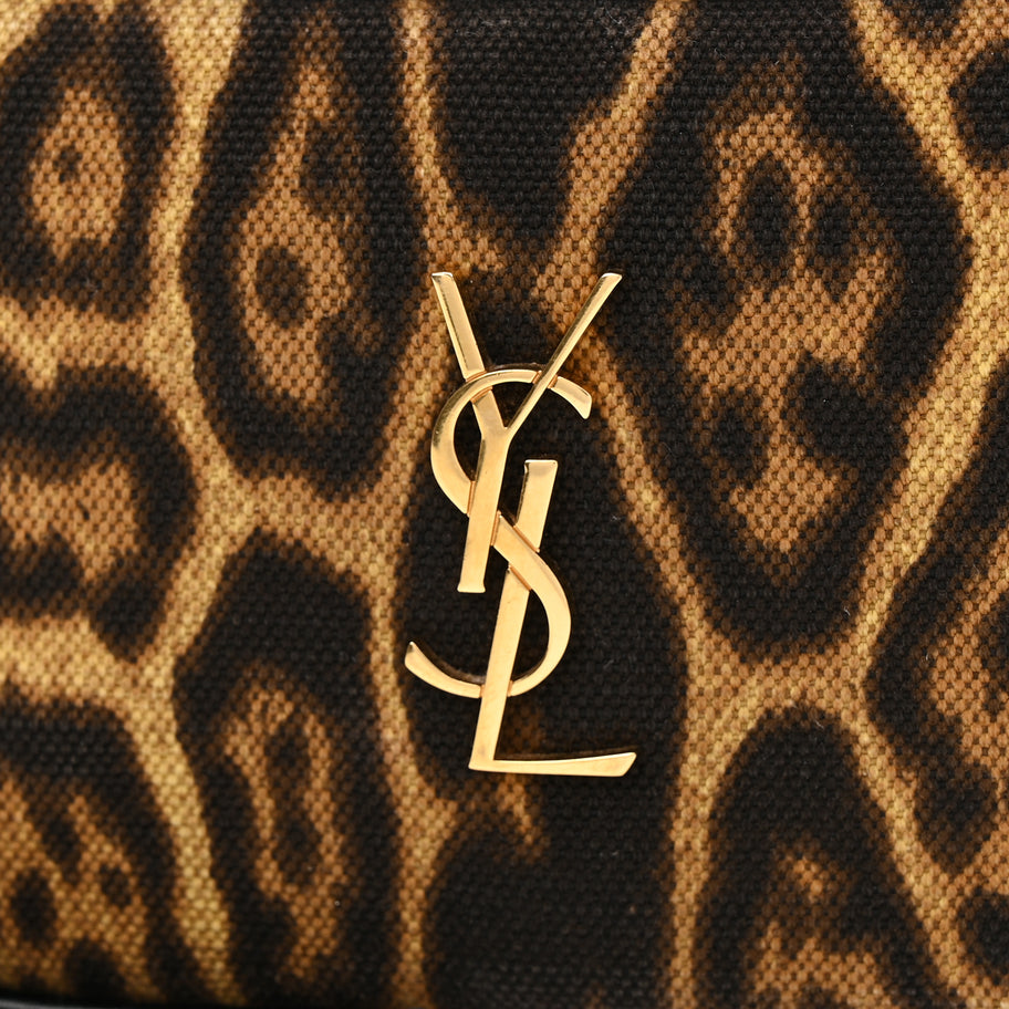 Saint Laurent Canvas Calfskin Leopard Print Monogram Mini Lou Camera Bag Brown Image 7