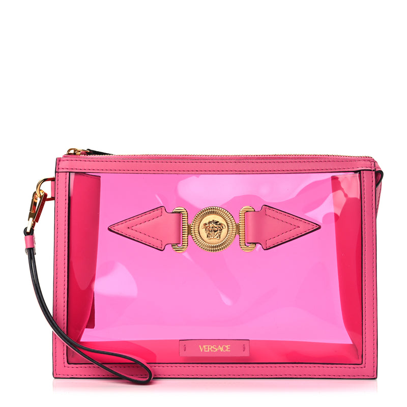  Versace PVC Medusa Clutch Fuschia