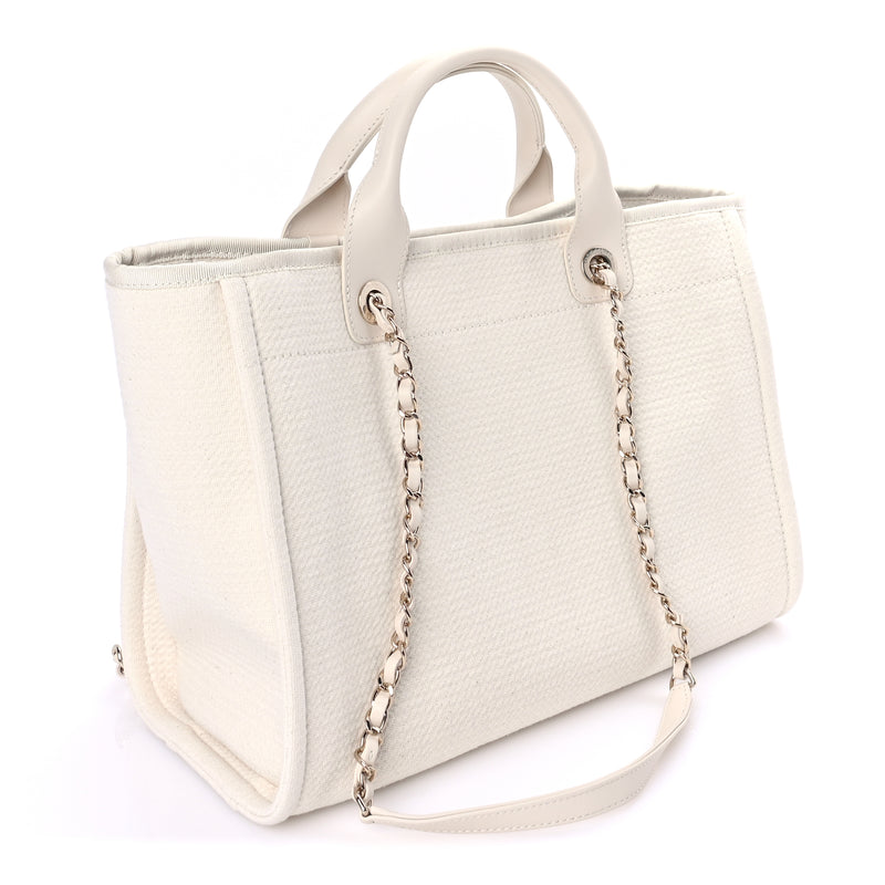  Chanel Mixed Fibers Small Deauville Tote  White