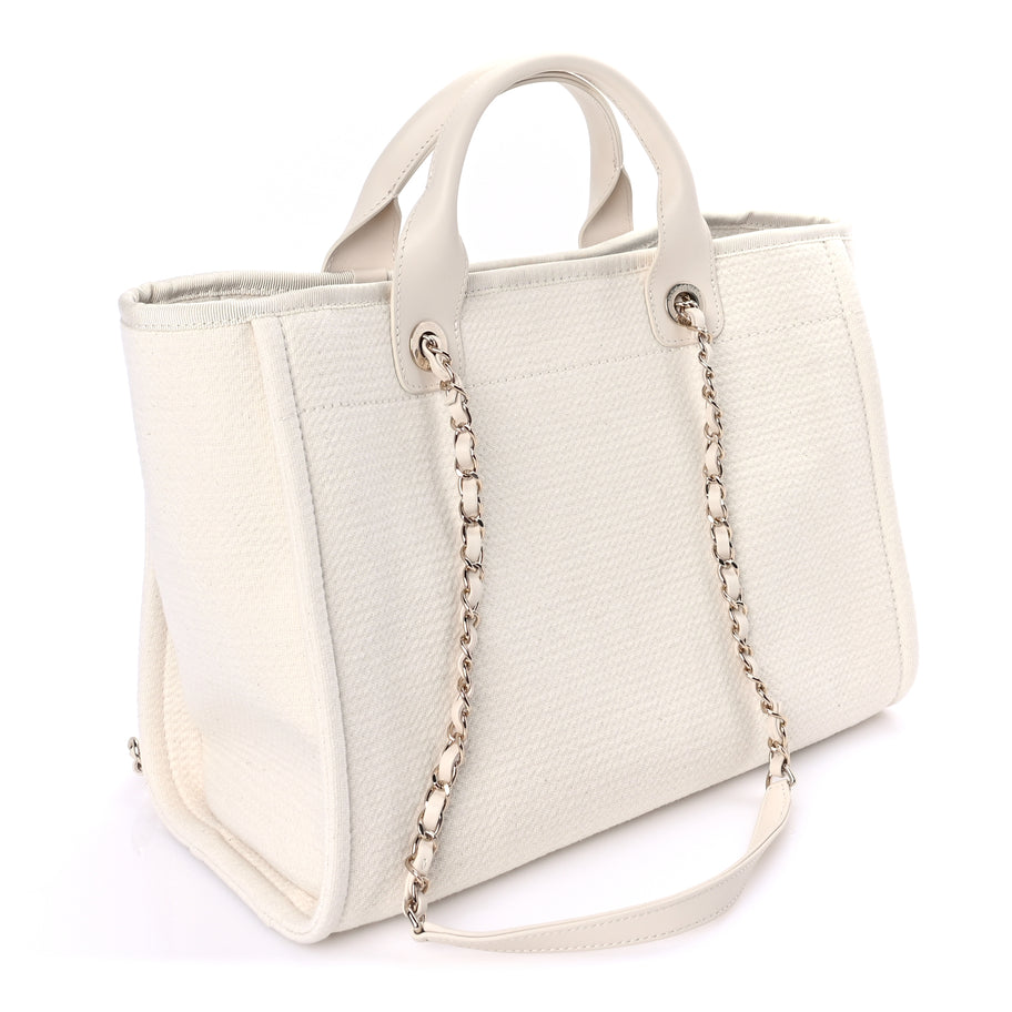Chanel Mixed Fibers Small Deauville Tote  White Image 2