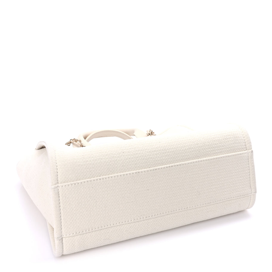 Chanel Mixed Fibers Small Deauville Tote  White Image 3