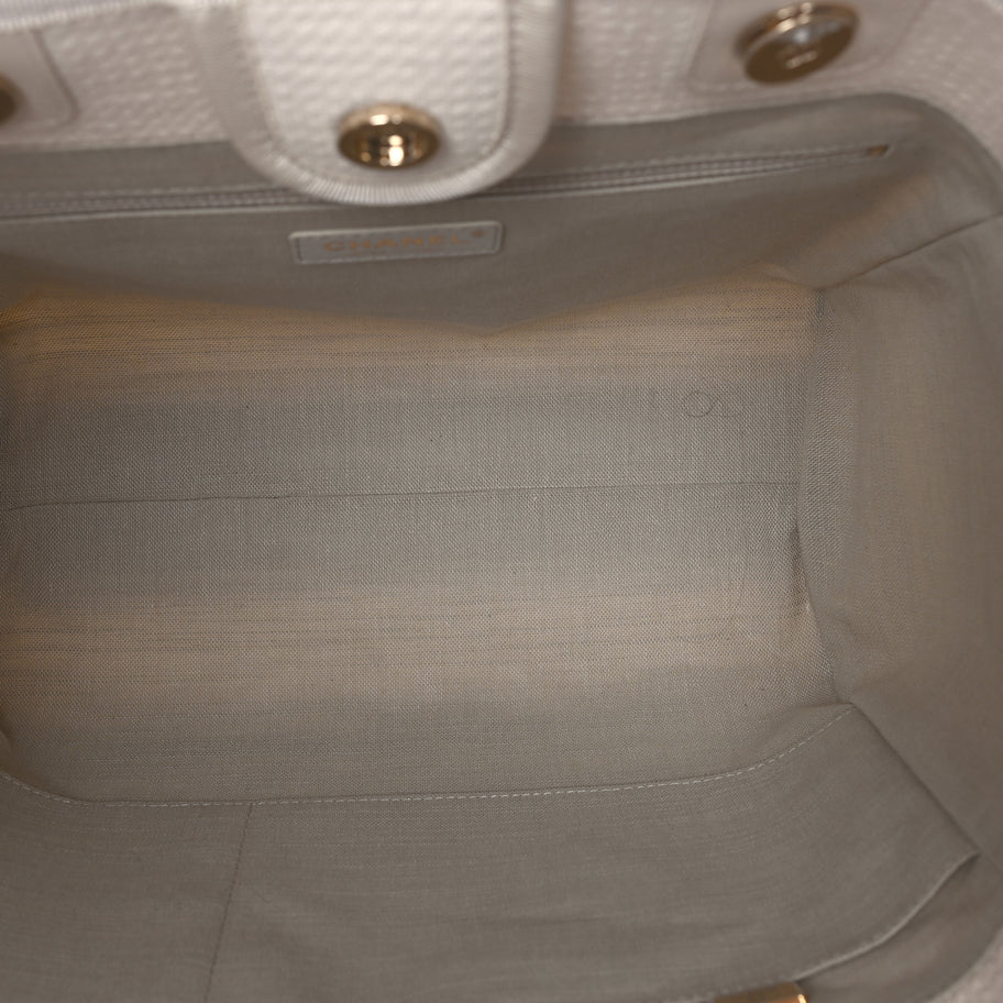 Chanel Mixed Fibers Small Deauville Tote  White Image 4