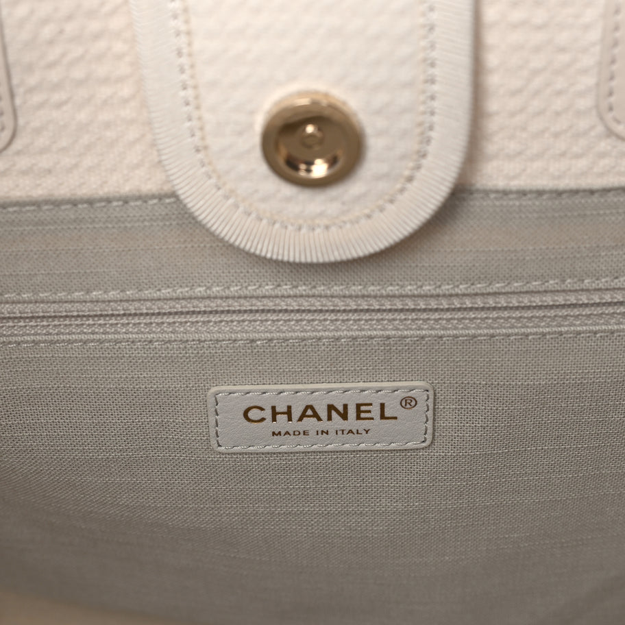 Chanel Mixed Fibers Small Deauville Tote  White Image 5
