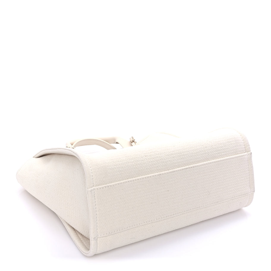 Chanel Mixed Fibers Small Deauville Tote  White Image 8