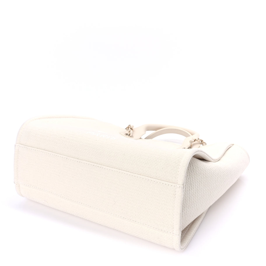 Chanel Mixed Fibers Small Deauville Tote  White Image 9
