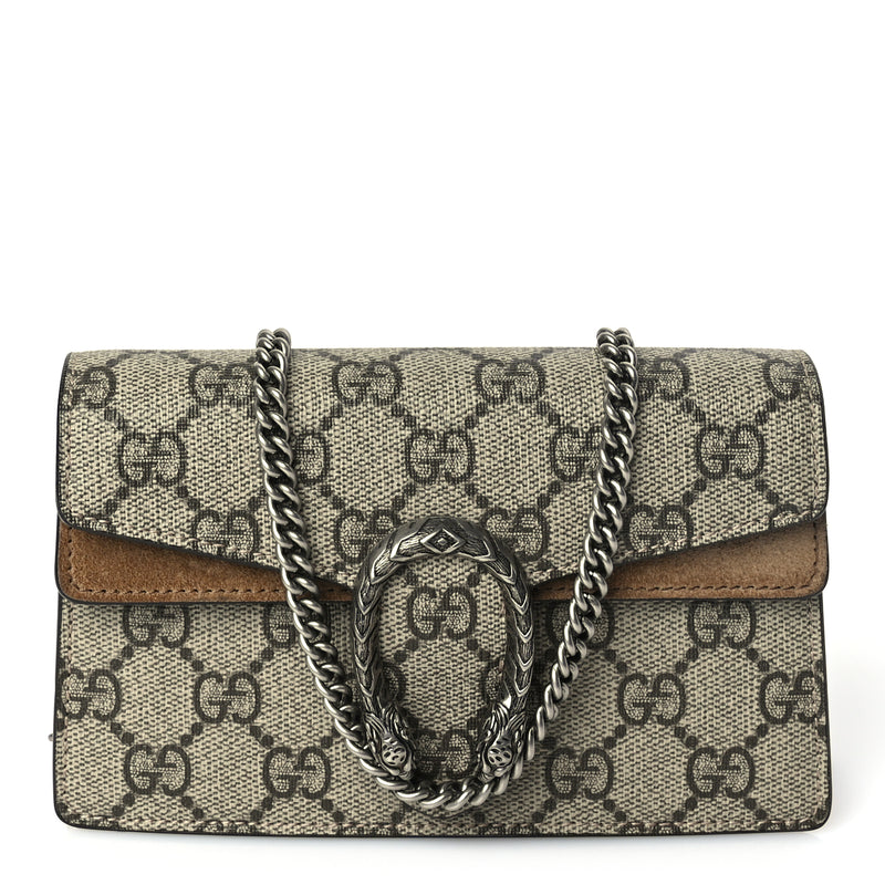  Gucci GG Supreme Monogram Super Mini Dionysus Shoulder Bag Taupe