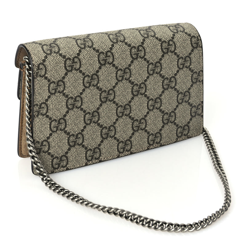  Gucci GG Supreme Monogram Super Mini Dionysus Shoulder Bag Taupe
