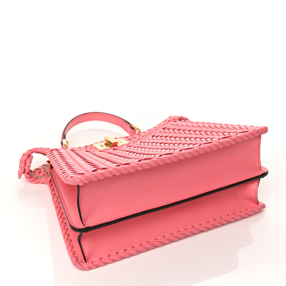 Fendi Vitello King Shiny Nappa Intreccio Small Peekaboo I SEE U Satchel Pink Dalia Pink Dalia Image 3