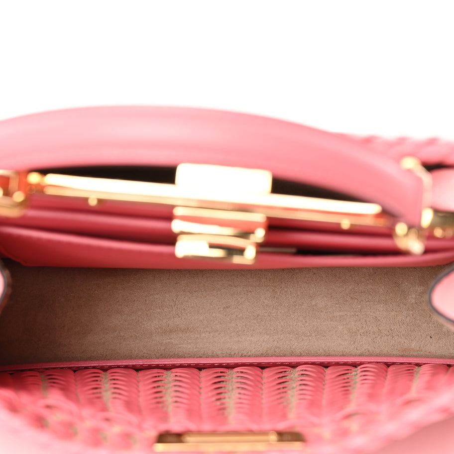 Fendi Vitello King Shiny Nappa Intreccio Small Peekaboo I SEE U Satchel Pink Dalia Pink Dalia Image 4
