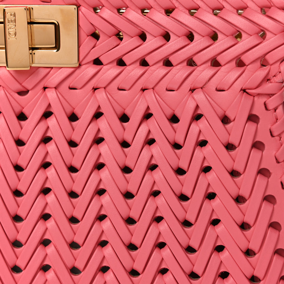 Fendi Vitello King Shiny Nappa Intreccio Small Peekaboo I SEE U Satchel Pink Dalia Pink Dalia Image 7