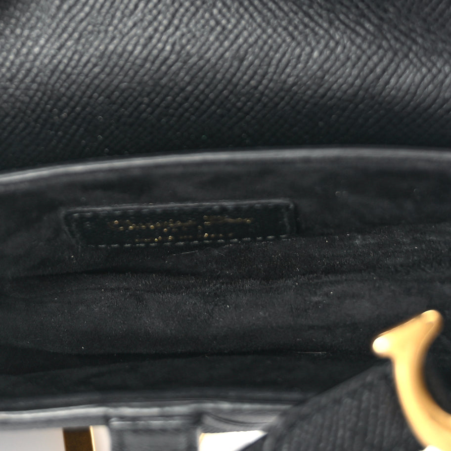 Christian Dior Grained Calfskin Mini Saddle Bag With Strap Black Image 4